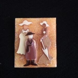 Vintage Woman Pin Lucinda. Women's Fashion Dress Umbrella Hats